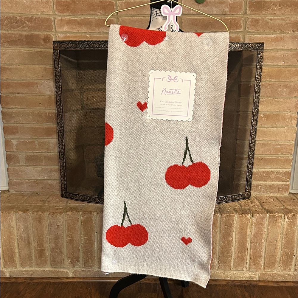 Nanette Lepore cherry heart throw blanket